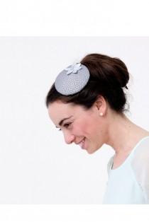 wedding photo - Fetlar - Grey Silver Fascinator with detail of dots and leaves