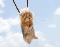 wedding photo - Needle felted yorkshire terrier on a braided necklace, felted animal, pet pendant, dog miniature, gift for pet owner, special, small toy