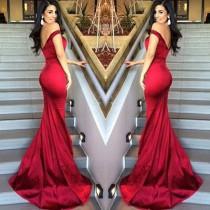 wedding photo -  Elegant Mermaid Prom/Evening Dress - Red off the Shoulder for Party