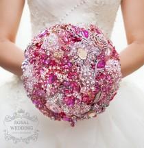 wedding photo - Magenta and Hot Pink Brooch Bouquet Wedding Bouquet Bridal Bouquet Bridesmaids Bouquet Magenta Bouquet Hot Pink and Fuchsia Brooch Bouquet