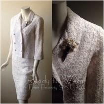 wedding photo - Vintage Wedding Suit / Lace Wedding Dress / Bridal Dress Suit / Mother of Bride / Trousseau / Two-Piece Suit / Ready to Ship
