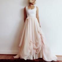 wedding photo - Eco- chiffon skirt with sweep train-Light-Summer-white-ivory-romantic-26 colors available