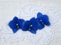 wedding photo - Royal blue hair flower Orchid hair pin Blue wedding floral hair accessory Orchid hair clip Polymer clay orchid hair piece Tropical flower