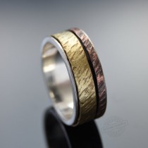 wedding photo -  Silver Copper and Brass spinners ring,Rustic Men wedding band, Raw design unisex silver band Infinity Organic Mixed metals Unisex wide band