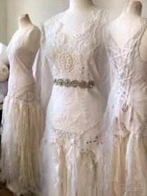 wedding photo - Bohemian fairy wedding dress,Bridal gown french lace,repurposed wedding laces, handmade wedding dress, love wedding dress,farm weddings,eco