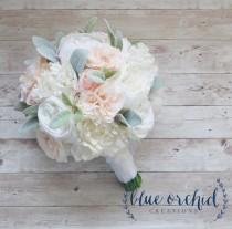 wedding photo - Peony Bouquet, Wedding Bouquet, Silk Bouquet, Silk Wedding Bouquet, Silk Peony Bouquet, Blush Pink Bouquet, Artificial Bouquet, Silk Flowers