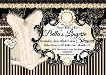wedding photo - Lingerie Shower Invitation, Bachelorette Party, Bridal Shower, Party Invitations, Corset Invitations, Burlesque Invitations