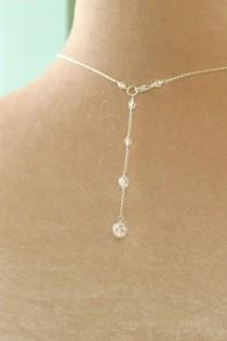 wedding photo - Back drop necklace, back drop bridal necklace, Swarovski crystal necklace wedding - Nancy