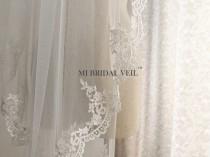 wedding photo - Venice Lace Veil, Rose Lace from Elbow, Bridal Veil, Custom Single Tier Veil in Fingertip, Waltz, Chapel, Cathedral Veil