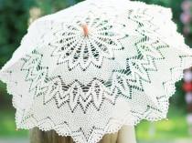 wedding photo - SALE Crochet Lace photo Wedding Umbrella - elegant lace Parasol, brown lace beach Umbrella ready  to ship