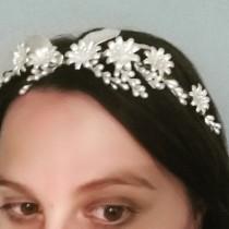 wedding photo - Wax flower crown, ivory crown, floral bridal headband, vintage headpiece