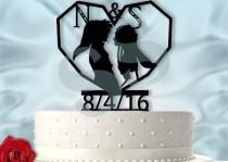 wedding photo - Link and Zelda with Initials and Date  Inspired Wedding Cake Topper