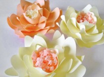 wedding photo - 3  Paper Flowers, Peach And Beige Paper Flowers, Medium Flowers, Wedding Wall Decor, Wall Paper Flower, Paper Wedding, Table Centerpiece
