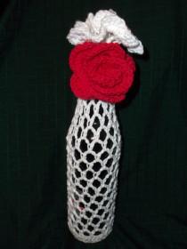 wedding photo - Crochet Tote Bag, Wedding or Anniversary Wine Tote Bag