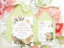 wedding photo - White Rose Bouquet Garden Wedding Invitations - Flower Wedding - Botanical Wedding - Spring Wedding - Nature Wedding