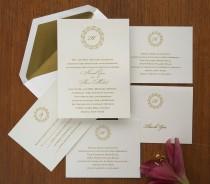 wedding photo - Single Initial Wedding Invitation Set - Thermography Wedding Invite - Classic Wedding Invite - Traditional Wedding Invitation Suite - AG14