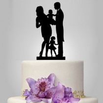 wedding photo -  Cake topper for wedding, cake topper with child, bride and groom