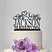 wedding photo -  Monogram Wedding cake topper with date, personalized cake topper