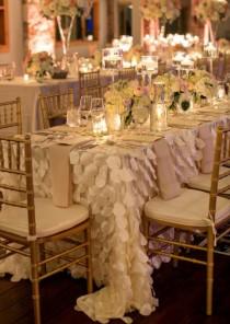 wedding photo - Petal Tablecloth Ivory White Blush Pink - Ready to ship - romantic wedding decor