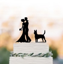 wedding photo - Unique Wedding Cake topper dog, Cake Toppers with custom dog bride and groom silhouette, funny wedding cake toppers customized dog