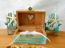 wedding photo - Wedding nautical set wedding ring box Wedding Adirondack Chairs Cake Topper personalized initials