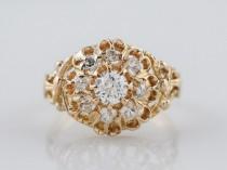 wedding photo - Antique Engagement Ring Victorian .29ct Old Mine Cut Diamond in 14k Yellow Gold