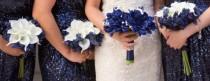 wedding photo - Navy Blue Bouquet, Bridesmaid Bouquet, Blue Bouquet, Calla Lily Bouquet, White Calla Lilies, Navy Accent Flowers, Nautical Wedding, Unique