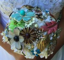 wedding photo - Vintage brooch bouquet, vintage bridal bouquet, vintage flower brooch bouquet, brooch bouquet,