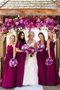 wedding photo -  Hot Sale Halter Sleeveless Floor-Length Purple Bridesmaid Dress