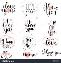 wedding photo - Vector, hand drawn lettering set, romantic valentines day quote. I love You photo overlays