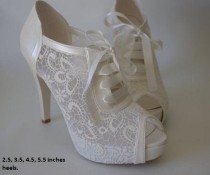 wedding photo - Lace Open Toe Wedding Shoes