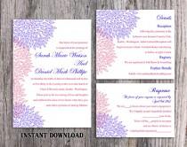 wedding photo -  DIY Wedding Invitation Template Set Editable Word File Instant Download Printable Blue Wedding Invitation Floral Invite Pink Invitation