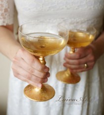 wedding photo -  Gold Wedding Champagne Flutes Wedding Champagne Glasses Gatsby Style Wedding Toasting Flutes Gold Wedding