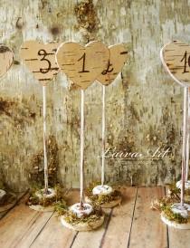 wedding photo - Rustic Wedding Table Numbers Centerpiece Wood Birch Wedding