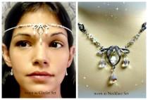 wedding photo - Crystal Teardrop Fairy Circlet or Necklace Set