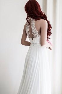 wedding photo - Chiffon wedding gown/Simple wedding dress/Boho wedding dress/Beach wedding dress