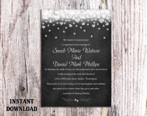 wedding photo -  DIY Wedding Invitation Template Editable Word File Instant Download Printable Chalkboard Wedding Invitation Black & White Heart Invitation