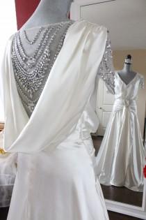 wedding photo - Gatsby Wedding Dress Emulation Silk Victorian wedding dress Aline Wedding Dress Goddess Glamour Dress Vintage Wedding Dress Beaded Gown