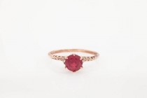 wedding photo - Vintage 1.50 ct Red Ruby 14K Rose Gold,Wedding Ring, Engagement Ring, Estate Anniversary Gift ,Gold,Birthday Ring Ruby