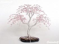 wedding photo - Weeping Cherry Blossom Wedding Cake Topper Wire Tree Sculpture Small Pink - MADE TO ORDER Custom