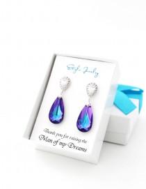 wedding photo - Thank You For Raising The Man of my Dreams, Mother of the Groom Gift from Bride, Peacock Wedding Earring, Mother in Law Wedding Gift Purple