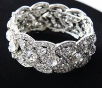 wedding photo - Bridal Bracelet, Shiny Crystal Bracelet, Clear Rhinestone Bracelet, Swarovski Wedding Bracelet, Bridal Jewelry, Wedding Accessories
