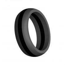 wedding photo - Men's Gray Silicone Wedding Ring Band Thin Black Line FlexFit Hypoallergenic Modern Sports Athletic Military Mans Jewelry FREE SHIPPING