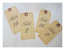 wedding photo - 12 Table Number Tags, Mason Jar Table Numbers, Vintage Wedding Table Numbers, Aged Table Signs, Wine Bottle Table Number Tags, V01