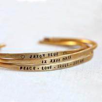 wedding photo - Personalized brass cuffs or sterling silver cuffs hand stamped bracelets