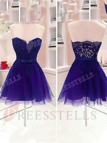 wedding photo -  Sexy A-Line Sweetheart Mini Purple Bridesmaid Dress with Appliques