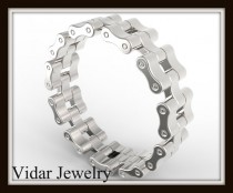wedding photo - Unique Bike Chain Wedding Band.Custom Wedding Ring From Vidar Jewelry Boutique,925 Sterling Silver Chain Wedding Ring For Mens