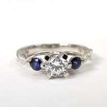 wedding photo - Braided Engagement Ring No.7 - Diamonds and Sapphire engagement ring,white gold diamond ring, engagement ring, celtic ring, three stone ring