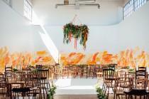 wedding photo - Bright Orange Paint Splatter + Forest Inspired Wedding