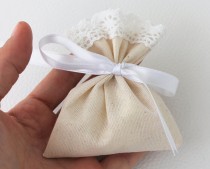 wedding photo - Wedding Favor Bags, Natural Linen, candy bags, set of 100, eco friendly